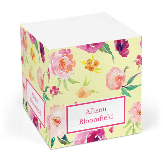 Yellow Spring Blooms Sticky Memo Cube